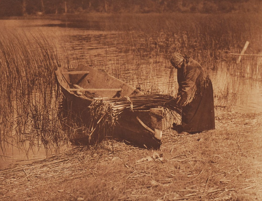 Curtis (Edward Sheriff) - The Mussel Gatherer,: 1900; The Tule Gatherer, 1910; The Clam Digger, 1900, photogravures , respectively plate 313, 315, and 317 from the portfolio series , on hand-made Van Gelder, printed by John Andrew & Son, each plate