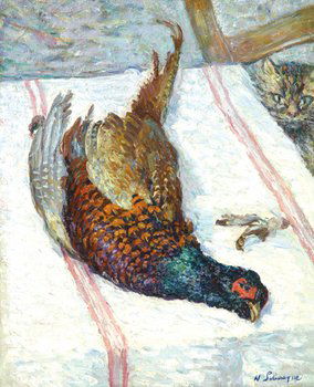 Henri Lebasque (1865-1937) le chat et le faisan: Henri Lebasque (1865-1937) le chat et le faisansigned oil on canvas 46 by 38cm., 18*1/8 by 15in. ***This work is accompanied by a photo-certificate of authenticity from Madame Denise Baz