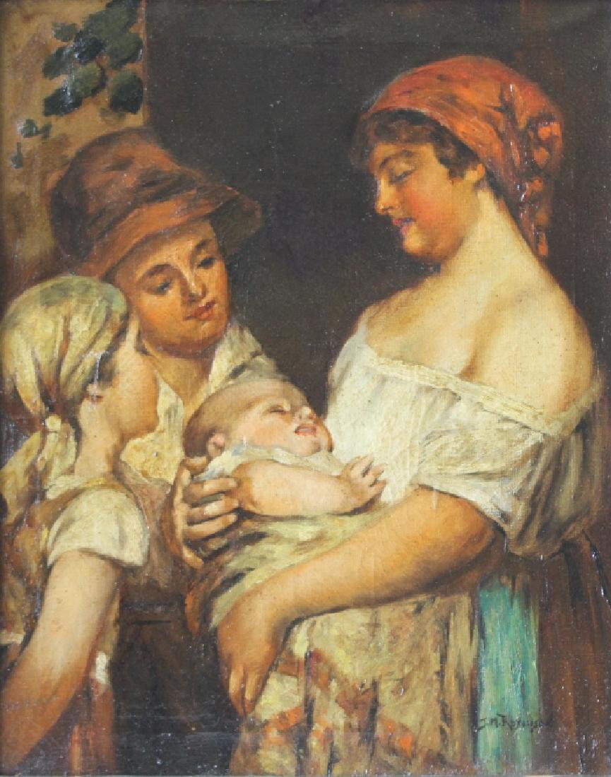 John Markey Robinson Mother w/ Children Oil/Canvas: John Markey Robinson (1918 - 1999) was an Irish artist. Born on Arkwright Street in Belfast, son of a house painter of the same name. He took his direction and love of art and color from his grandfath