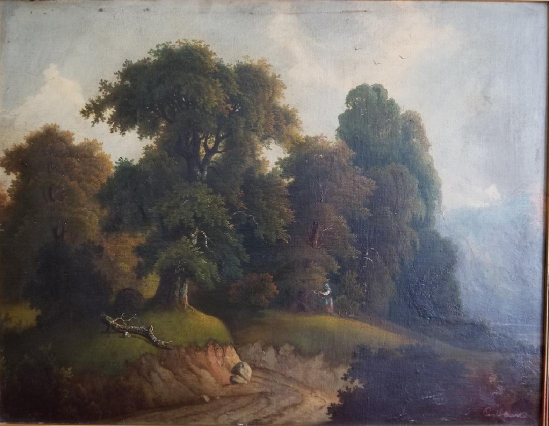 (after) Carlo Marko Pastoral Landscape O/B: This lot features an oil on board "after" painting signed Carlo Marko. Carlo Marko (either Karoly Marko the Elder 1791-1860 or his son, Karoly Marko the Younger 1822-1891). Marko the Elder was born Hu