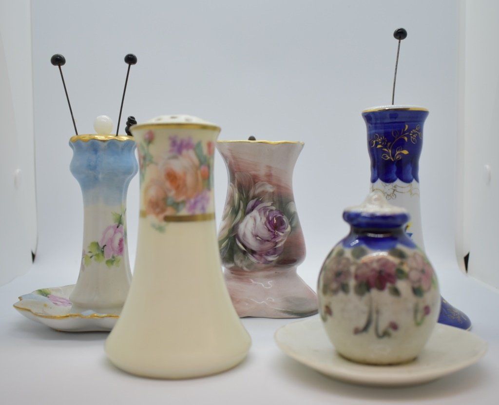 5 pcs. Vintage & Antique Porcelain Hat Pin Holders (1 of 15)