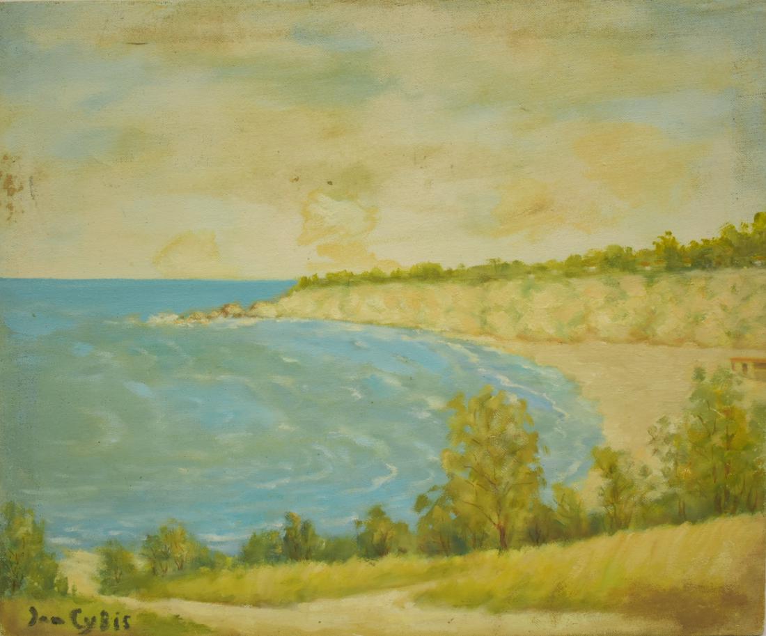 Jan Cybis Abstract Seascape O/C: Oil on canvas. Measures 18" x 21.5", not framed. Signed "Jan Cybis" lower left register. This piece comes from the Dickenson Estate of Knoxville, Tennessee. See Photos for Details. Shipping Available.
