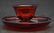 Steuben Ruby Red Glass Cup and Saucer Set - 2
