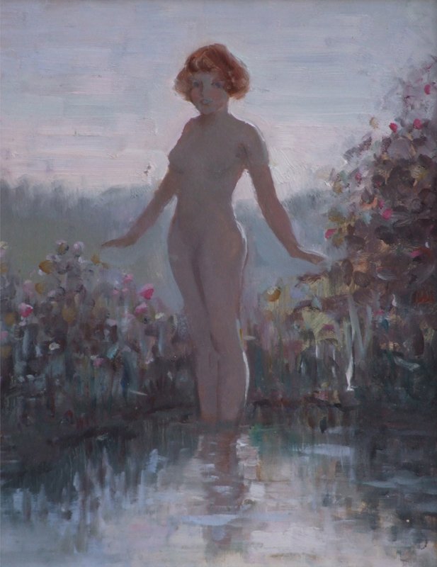 Harry John Pearson, The Water Nymph, oil.: Harry John Pearson (1872-1933), The Water Nymph, oil on board, 28.5 x 21cm.; 11.25 x 8.25in..