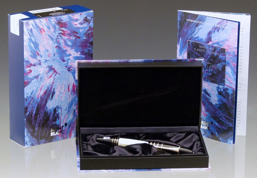 Montblanc limited edition F. Scott Fitgerald fountain: Montblanc limited edition F. Scott Fitgerald fountain pen, boxed, issued 2002, medium, 18k nib.