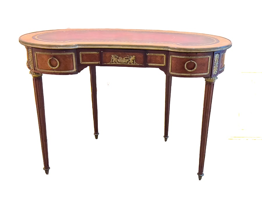Leather Top Kidney Shape Side Table (1 of 7)