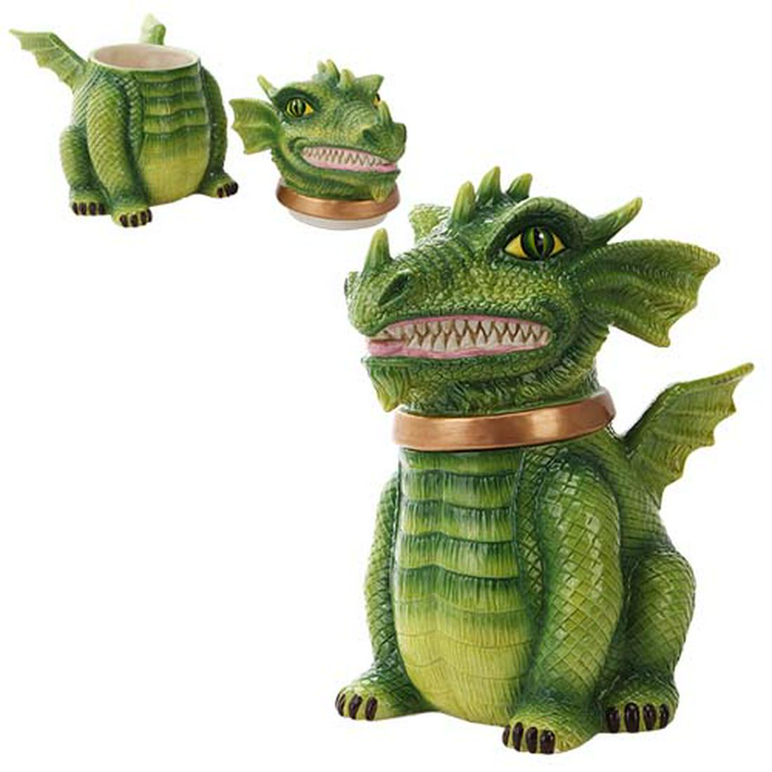 DRAGON COOKIE JAR: DRAGON COOKIE JAR -- Hand Painted Ceramic Cookie Jar7in. x 6 1/4in. x 9 1/2in. #21ST14766