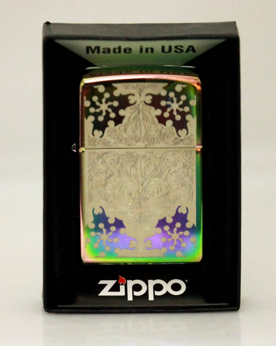 COLLECTIBLE GENUINE ZIPPO LIGHTER SPECTRUM W/DESIGN MAD: COLLECTIBLE GENUINE ZIPPO LIGHTER SPECTRUM W/DESIGN MAD -- COLLECTIBLE GENUINE ZIPPO LIGHTER SPECTRUM W/DESIGN MADE IN U.S.A NO LONGER AVAILABLE HIGHLY COLLECTIBLE ITEM #21ST15922