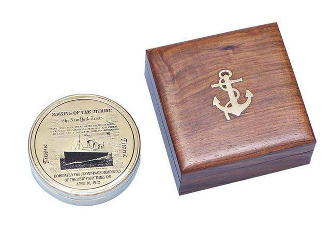Solid Brass RMS Titanic Compass 4in. w/ Rosewood Box: Solid Brass RMS Titanic Compass 4in. w/ Rosewood Box -- Solid Brass RMS Titanic Compass 4in. w/ Rosewood Box #21ST14049