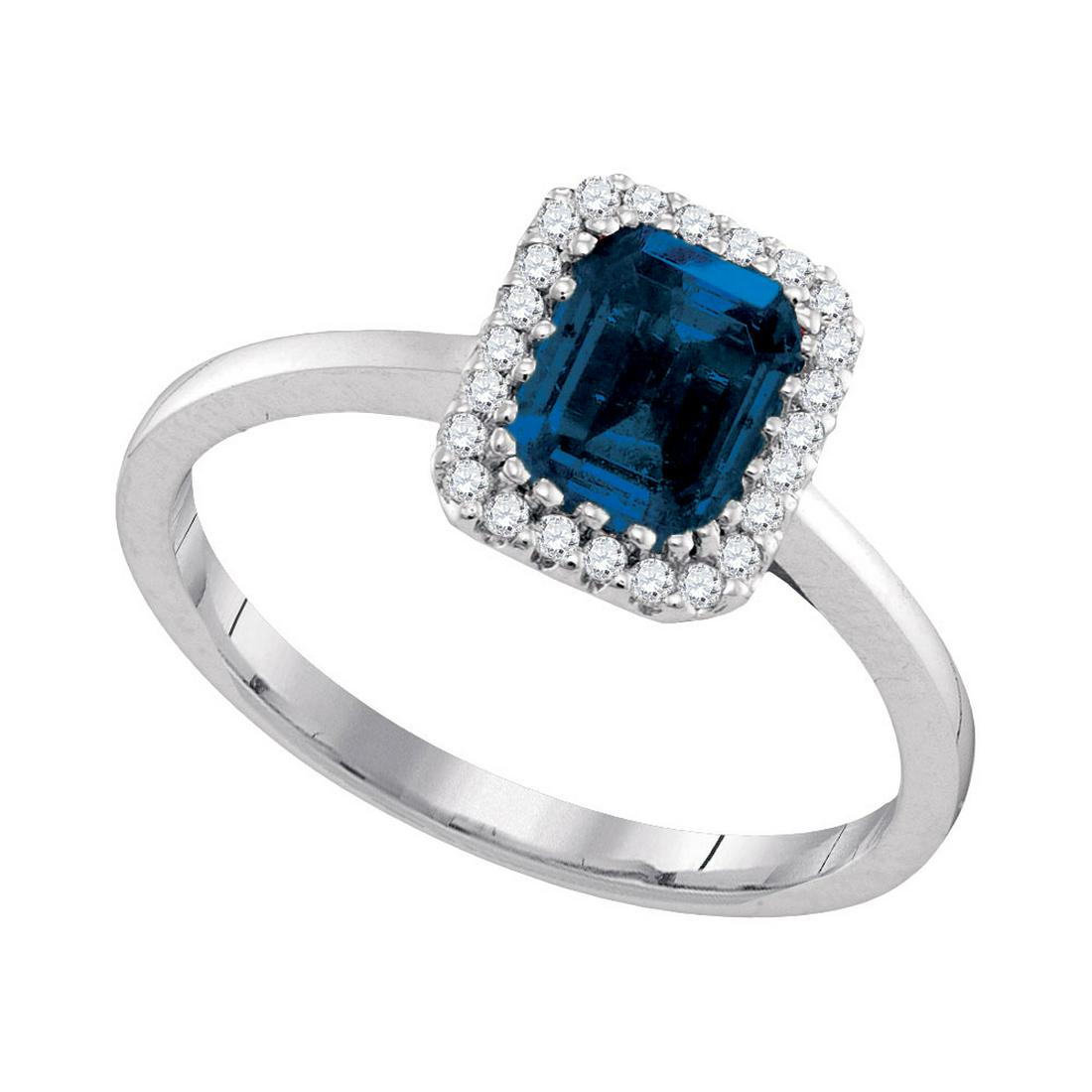 14kt White Gold Womens Blue Sapphire Solitaire Diamond: 14kt White Gold Womens Blue Sapphire Solitaire Diamond Ring 1-1/5 Cttw -- Natural Lab-Created:Natural; Clarity:I2; Center Stone Weight:1.10; Diamond Color:Blue; Main Stone:Sapphire; Main Stone Color:B