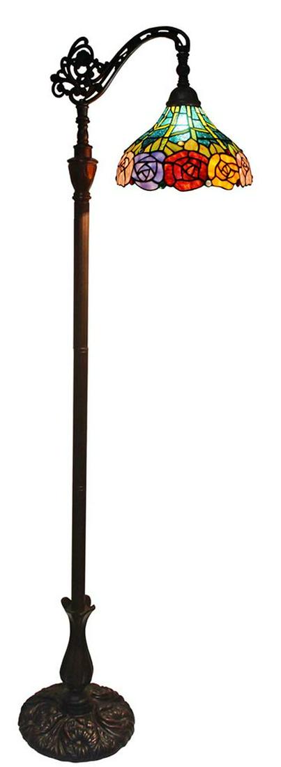 LIGHTING TIFFANY STYLE 62-INCH ROSES READING FLOOR LAMP: LIGHTING TIFFANY STYLE 62-INCH ROSES READING FLOOR LAMP -- This Tiffany style lamp is handcrafted using the same techniques that were developed by Louis Comfort Tiffany in the early 1900s. This beauti