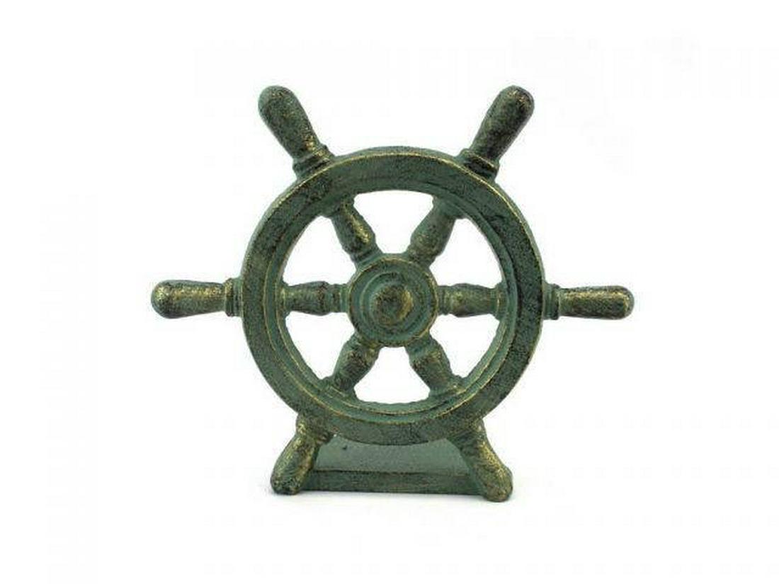 Antique Bronze Cast Iron Ship Wheel Door Stopper 9in.: Antique Bronze Cast Iron Ship Wheel Door Stopper 9in. -- Antique Bronze Cast Iron Ship Wheel Door Stopper 9in. #21ST14148