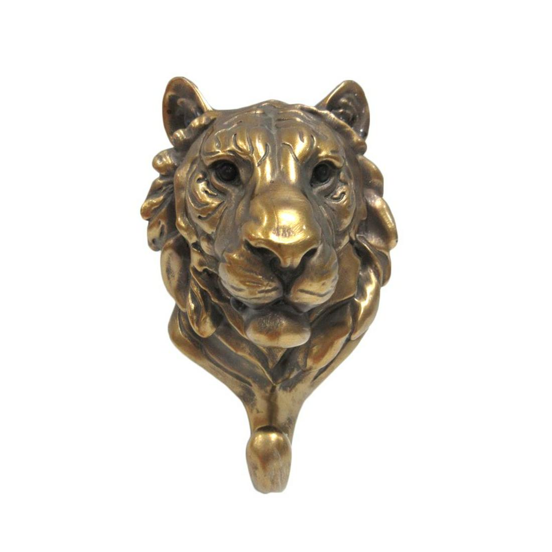 TIGER SINGLE HOOK WALL HANGER: TIGER SINGLE HOOK WALL HANGER -- Approx Dims: 4 1/2in. x 3 1/2in. x 7 3/8in.Material: Cold Cast ResinDescription: Hand Painted #21ST14620
