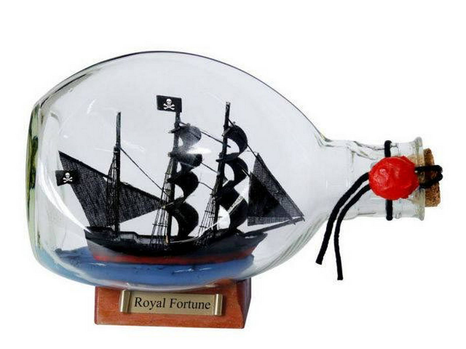 Black Barts Royal Fortune Pirate Ship in a Bottle 7in.: Black Barts Royal Fortune Pirate Ship in a Bottle 7in. -- The legendary ship of the fierce pirate known as Black Bart the Royal Fortune tells a swashbuckling story through historic design. Place this