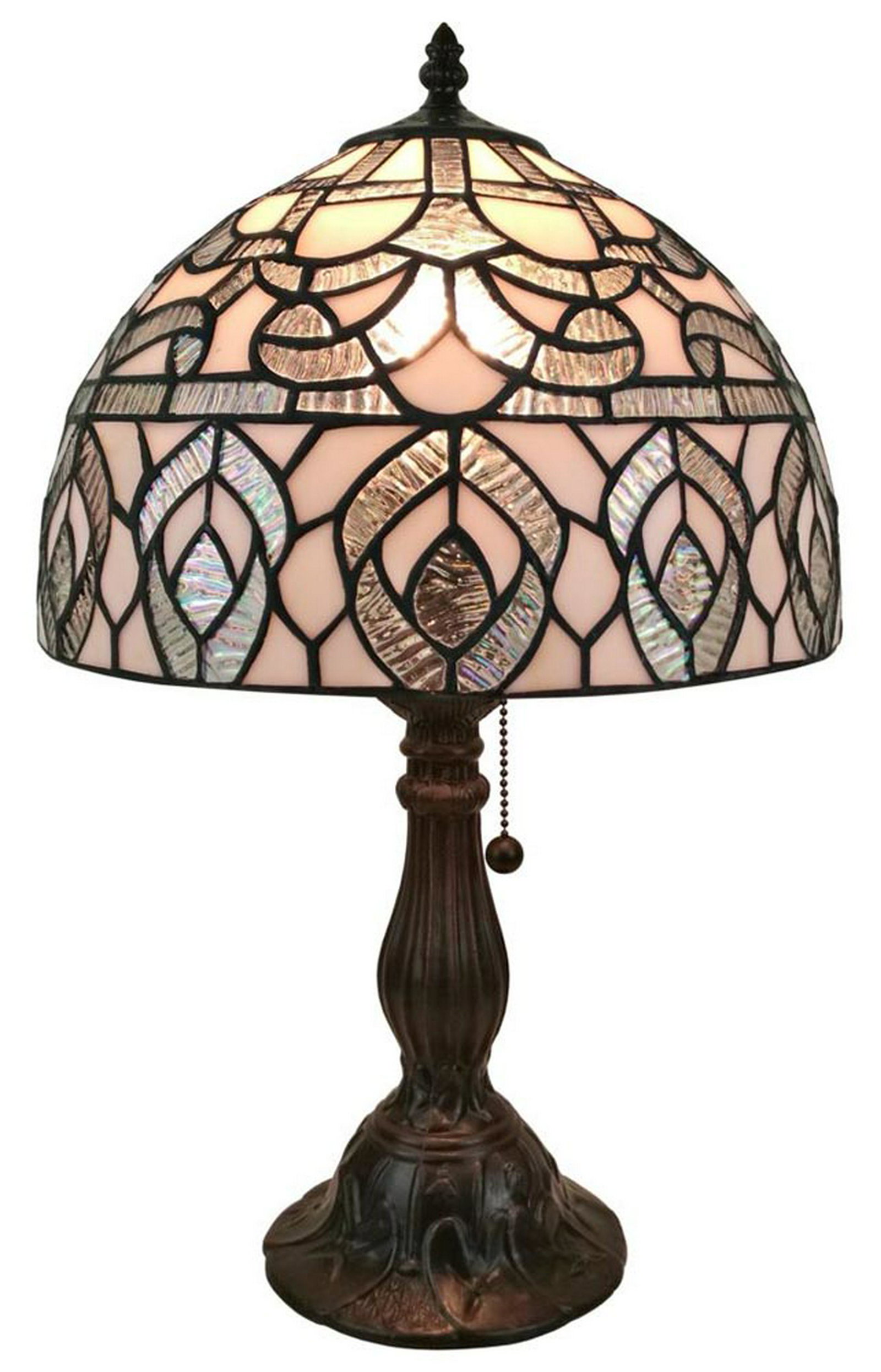 TIFFANY-STYLE PEACOCK DESIGN TABLE LAMP: TIFFANY-STYLE PEACOCK DESIGN TABLE LAMP -- Elevate the traditional style of your living room or bedroom with this Amora Lighting table lamp. The elegant design of this Tiffany-style shade is complemen