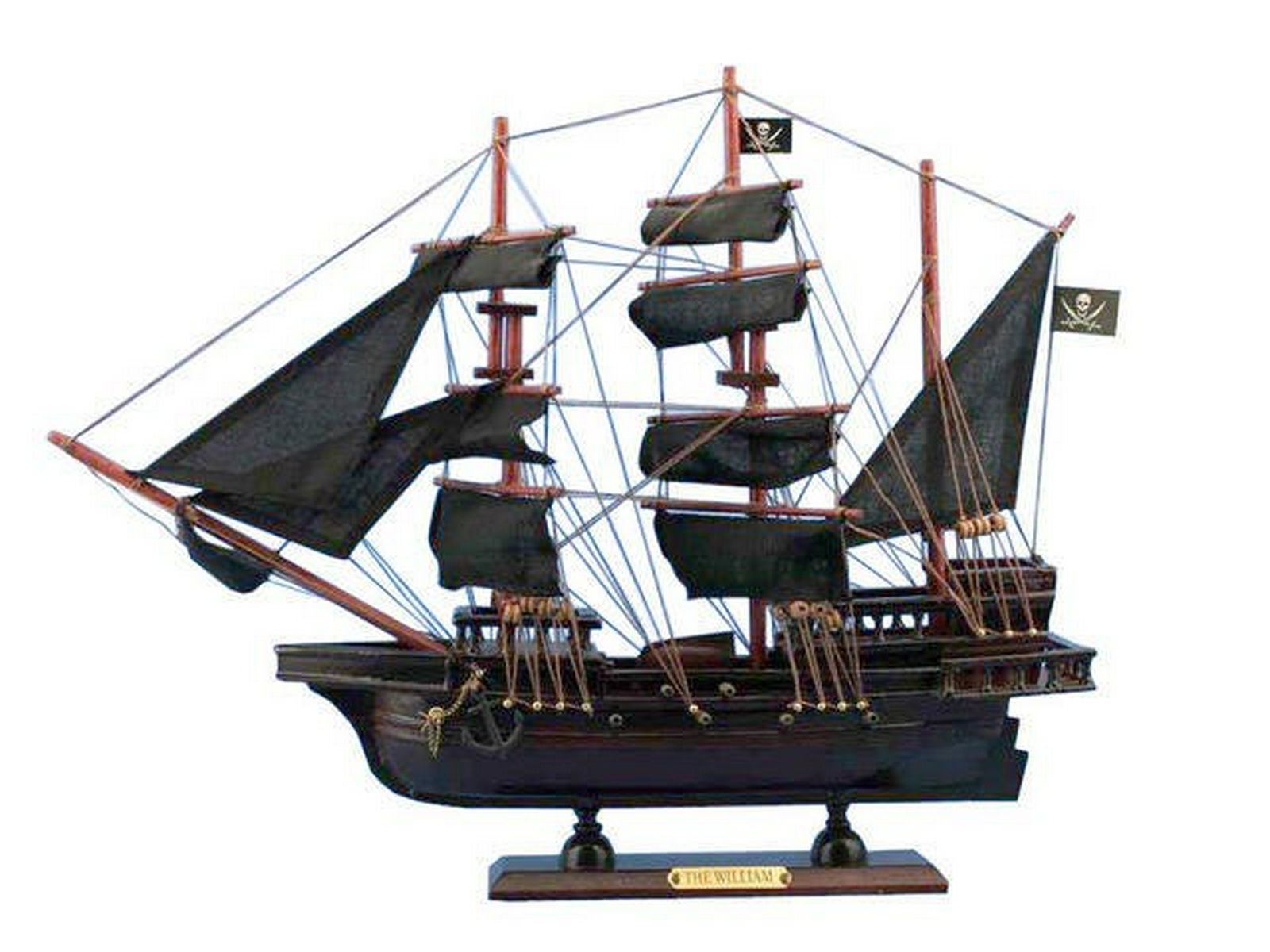 Wooden Calico Jacks The William Model Pirate Ship 20in.: Wooden Calico Jacks The William Model Pirate Ship 20in. -- Set sail for adventure on the high seas with Calico Jack aboard this tall pirate ship model of his flagship the William.? These handsome tall