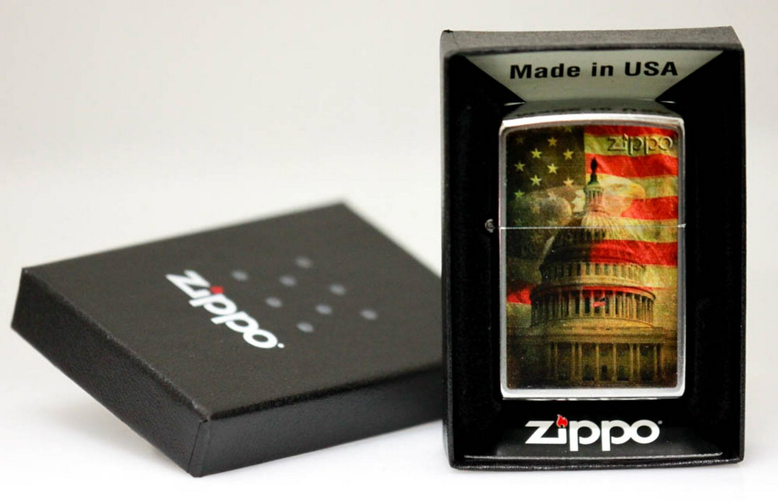 GENUINE ZIPPO LIGHTER U.S. CAPITOL FLAG EAGLE: GENUINE ZIPPO LIGHTER U.S. CAPITOL FLAG EAGLE -- GENUINE ZIPPO LIGHTER U.S. CAPITOL FLAG EAGLE MADE IN USA PART OF THE AMERICAN PRIDE SERIES #21ST25757