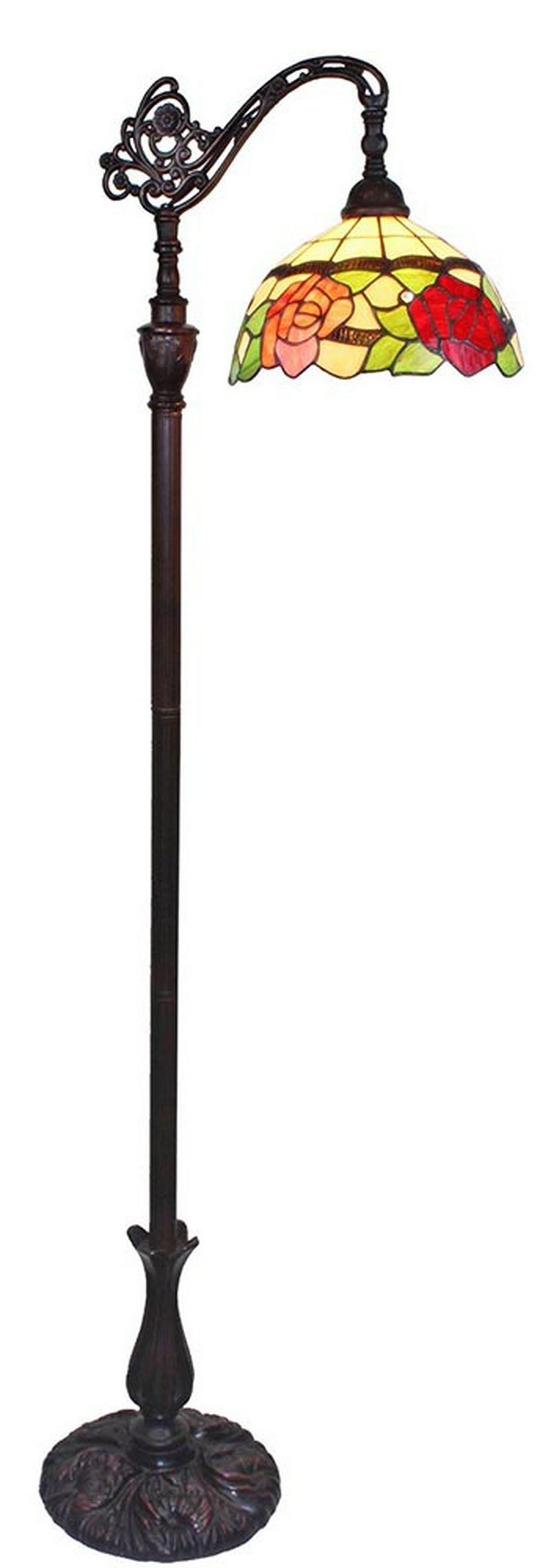 LIGHTING TIFFANY STYLE ROSES READING FLOOR LAMP 62 IN: LIGHTING TIFFANY STYLE ROSES READING FLOOR LAMP 62 IN -- This Tiffany Style lamp is hand-crafted using the same techniques that were developed by Louis Comfort Tiffany in the early 1900s. This luxurio