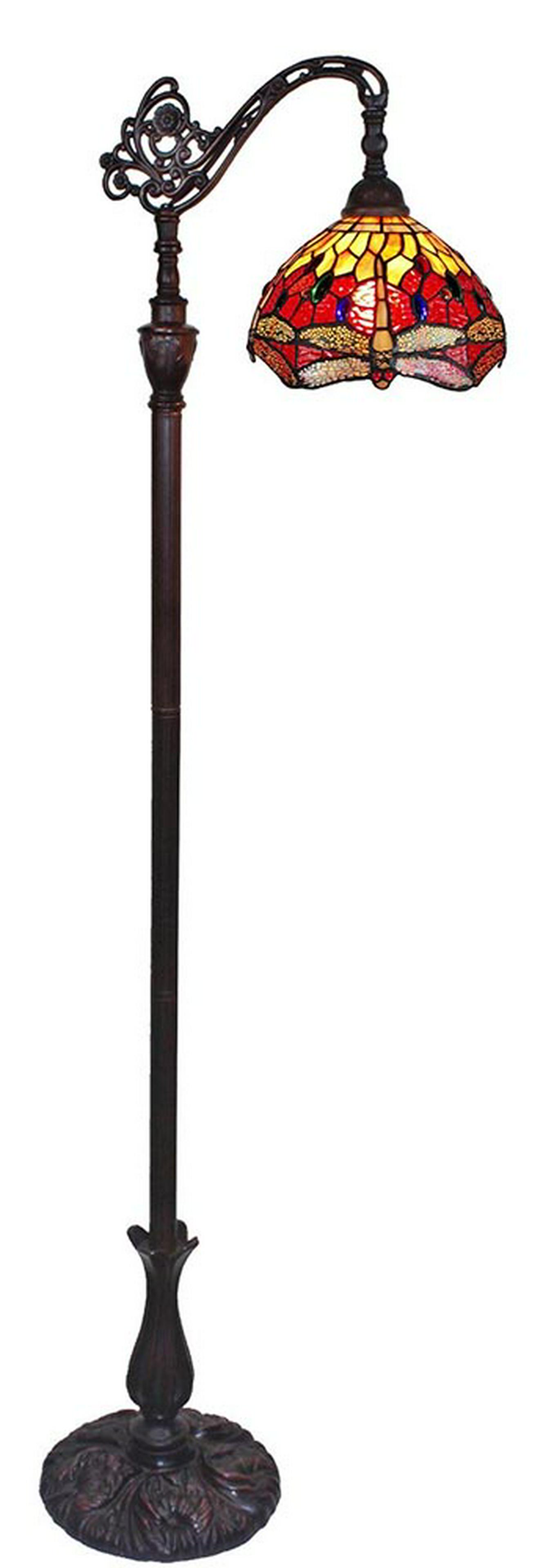 LIGHTING TIFFANY STYLE DRAGONFLY READING FLOOR LAMP 62: LIGHTING TIFFANY STYLE DRAGONFLY READING FLOOR LAMP 62 IN -- This Tiffany Style lamp is handcrafted using the same techniques that were developed by Louis Comfort Tiffany in the early 1900s this beaut
