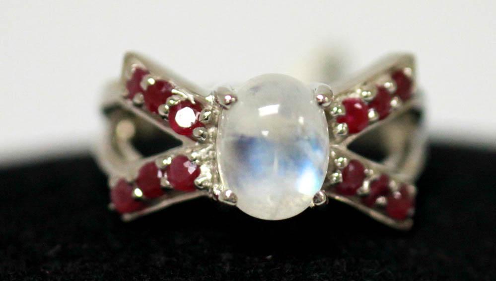 .925 STERLING SILVER 3.60 CTW RAINBOW AND RUBY RING: .925 STERLING SILVER 3.60 CTW RAINBOW AND RUBY RING -- .925 STERLING SILVER 3.60 CTW RAINBOW AND RUBY RING #21ST33434