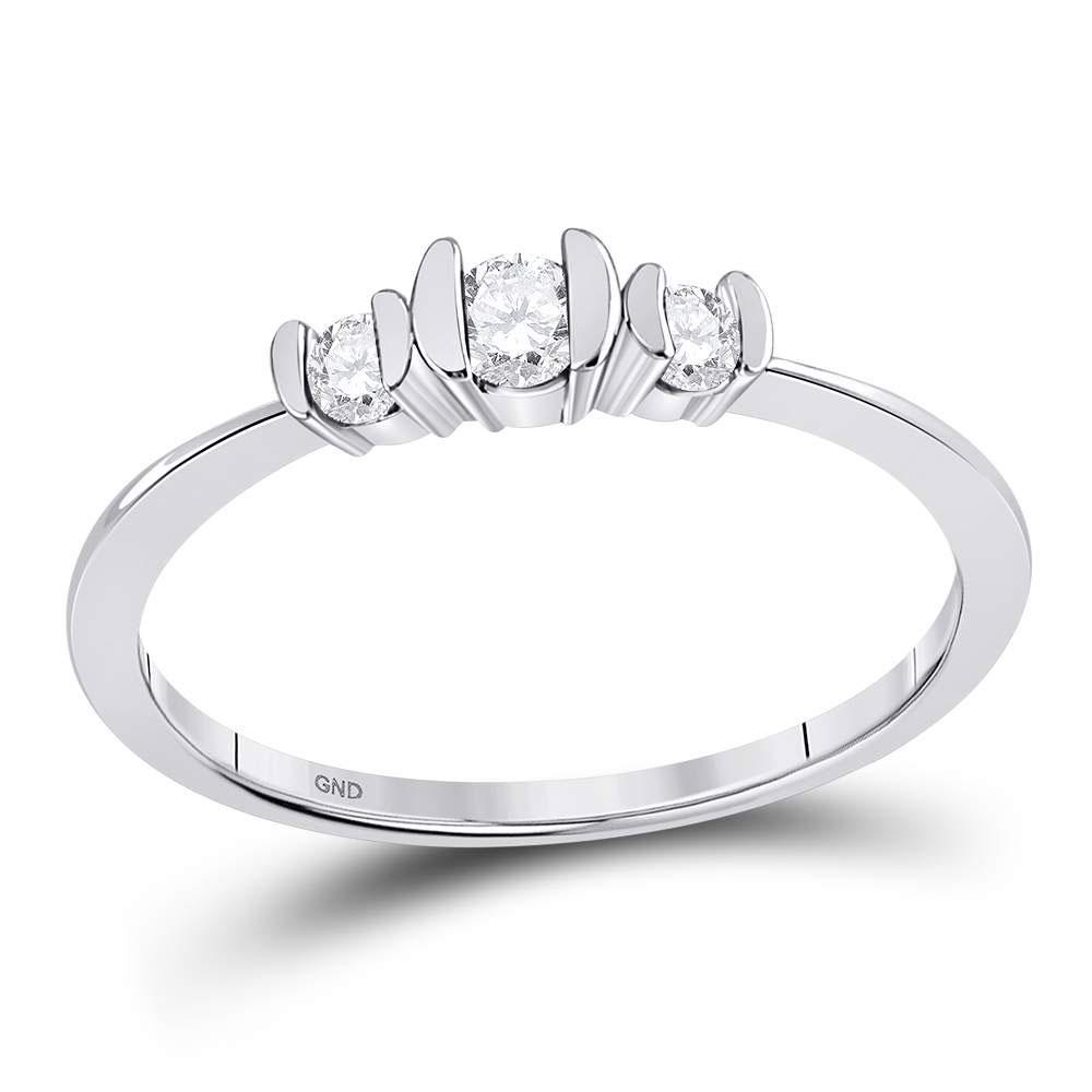 10kt White Gold Round Diamond 3-stone Bridal Wedding En: 10kt White Gold Round Diamond 3-stone Bridal Wedding Engagement Ring 1/4 Ctw -- Natural Lab-Created:Natural; Clarity:I2; Diamond Color:H-I; Main Stone:Diamond; Main Stone Color:White; Main Stone Shape