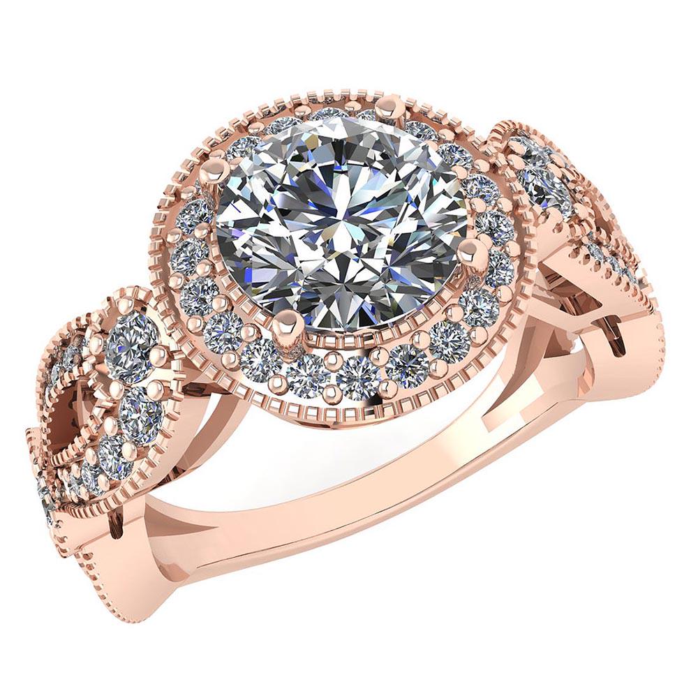 Certified 1.83 Ctw Diamond Wedding/Engagement 14K Rose: Certified 1.83 Ctw Diamond Wedding/Engagement 14K Rose Gold Halo Ring -- Centre Stone Weight ; 1.25 Ctw (1 Pcs Round SI2/I1 G -H) Centre Stone Color: White G-H Diamond Stone Clarity: VS/SI1 Center Sto