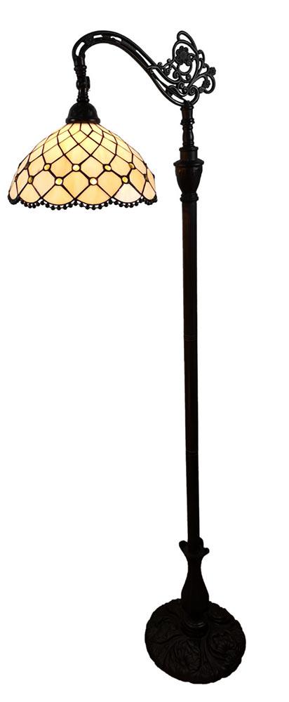 LIGHTING TIFFANY STYLE JEWEL READING LAMP 62 IN: LIGHTING TIFFANY STYLE JEWEL READING LAMP 62 IN -- Add a touch of elegance to any room with this handcrafted Amora Tiffany style floor lamp. The warm dark brown finish stands in contrast to the contem