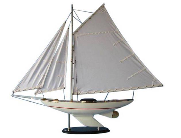 Wooden Sunrise Sailing Sloop Model Decoration 40in.: Wooden Sunrise Sailing Sloop Model Decoration 40in. -- These grand sailing ship models are perfect for any home beach house or office as the proud centerpiece for a nautical decor themed sunroom or in