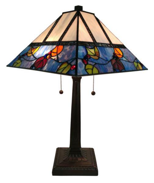 LIGHTING TIFFANY STYLE BERRIES/LEAVES MISSION TABLE LAM: LIGHTING TIFFANY STYLE BERRIES/LEAVES MISSION TABLE LAMP 22 INCHES TALL -- With warm tones and classic lines this Amora Lighting table lamp is a beautiful mission-style piece featuring berries and lea