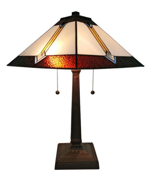 LIGHTING TIFFANY STYLE MISSION TABLE LAMP 21 IN HIGH: LIGHTING TIFFANY STYLE MISSION TABLE LAMP 21 IN HIGH -- With warm tones and classic lines this Amora Lighting table lamp is a beautiful mission-style piece. This Tiffany Style lamp is handcrafted usin