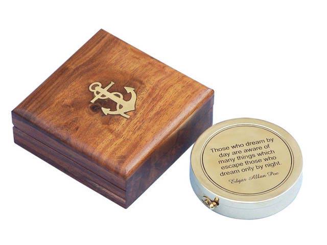Solid Brass Edgar Allan Poe Poem Compass 4in.: Solid Brass Edgar Allan Poe Poem Compass 4in. -- Solid Brass Edgar Allan Poe Poem Compass 4in. #21ST14033