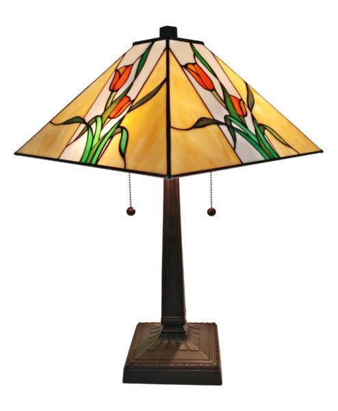 LIGHTING TIFFANY STYLE FLORAL MISSION TABLE LAMP 21 IN: LIGHTING TIFFANY STYLE FLORAL MISSION TABLE LAMP 21 IN HIGH -- With warm tones and classic lines this Amora Lighting table lamp is a beautiful mission-style piece. This Tiffany Style lamp is handcraft