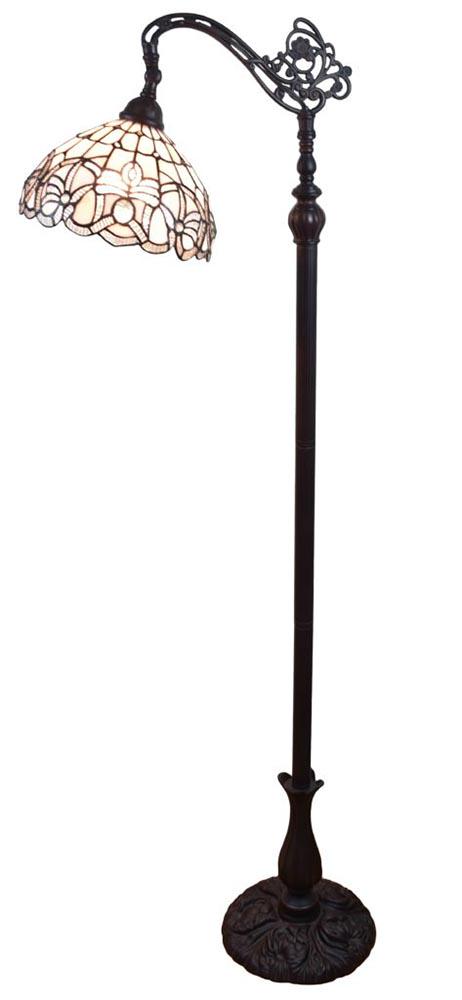 LIGHTING TIFFANY STYLE FLORAL DESIGN FLOOR READING LAMP: LIGHTING TIFFANY STYLE FLORAL DESIGN FLOOR READING LAMP -- Elevate the traditional style of your living room or bedroom with this Amora Lighting floor lamp. The elegant Peacock design of this Tiffany-
