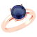 Certified 1.00Ctw Genuine Blue Sapphire 14k Rose Gold H