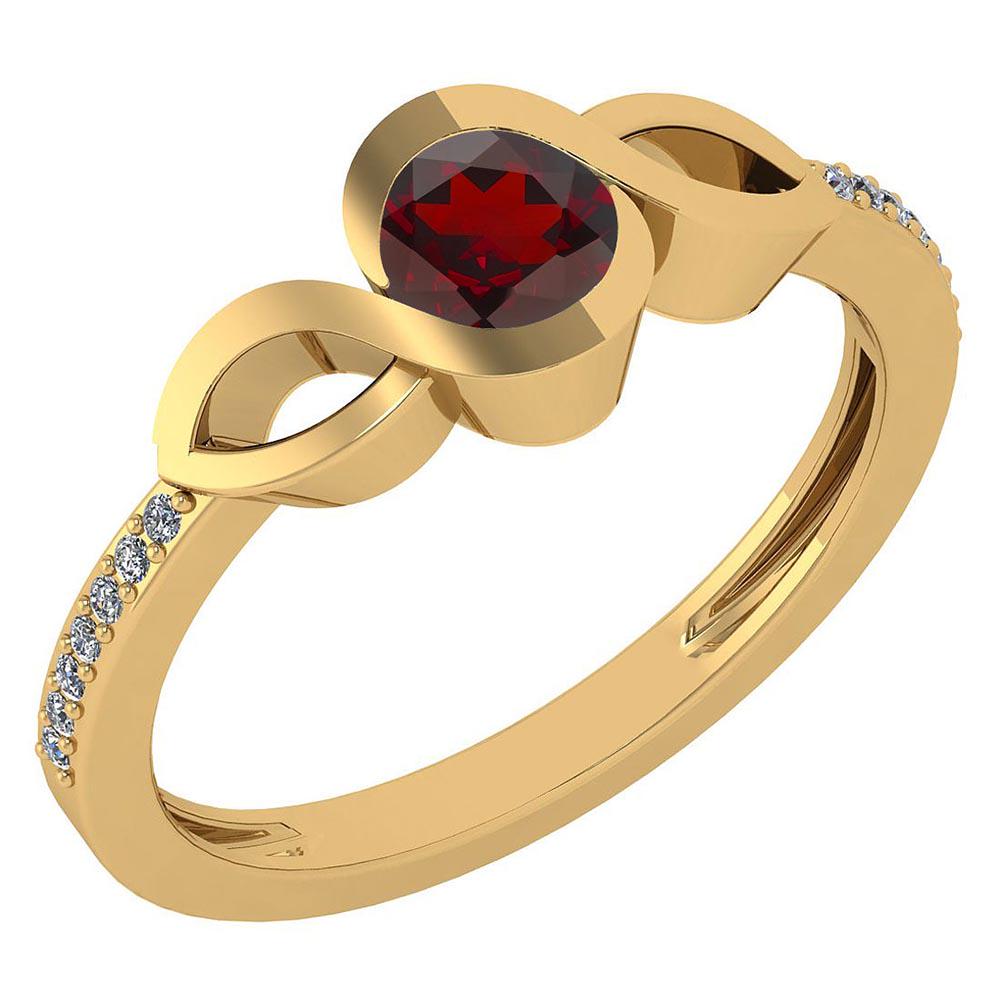 Certified 0.52 Ctw Garnet And Diamond 14k Yellow Gold R: Certified 0.52 Ctw Garnet And Diamond 14k Yellow Gold Ring -- Center Stone Weight ; 0.45 Ctw (1Pcs Round) Center Stone: Garnet Center Stone Setting ; Prong Side Stone (1.mm 14Psc Round Cut Diamond)0.0