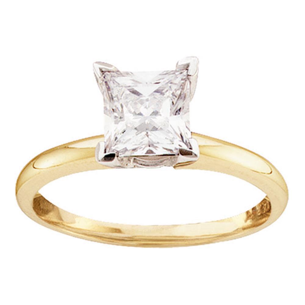 14kt Yellow Gold Princess Diamond Solitaire Bridal Wedd: 14kt Yellow Gold Princess Diamond Solitaire Bridal Wedding Engagement Ring 1.00 -- Natural Lab-Created:Natural; Clarity:I1; Center Stone Weight:1.01; Diamond Color:G-H; Main Stone:Diamond; Main Stone 