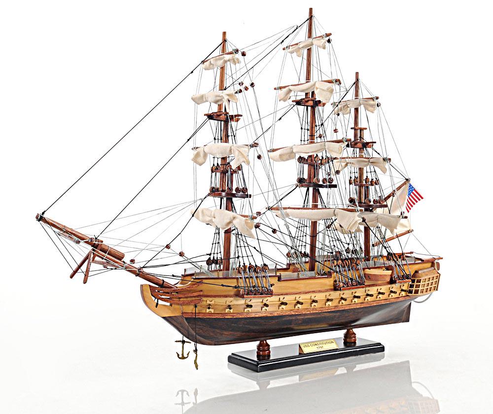 USS Constitution L50: USS Constitution L50 -- Our USS Constitution model has a dimension of 22.5? x 7.5? x 19.5?. It is a smaller scale version of a much larger version such as the USS Constitution 36? and the 56?. Our mod