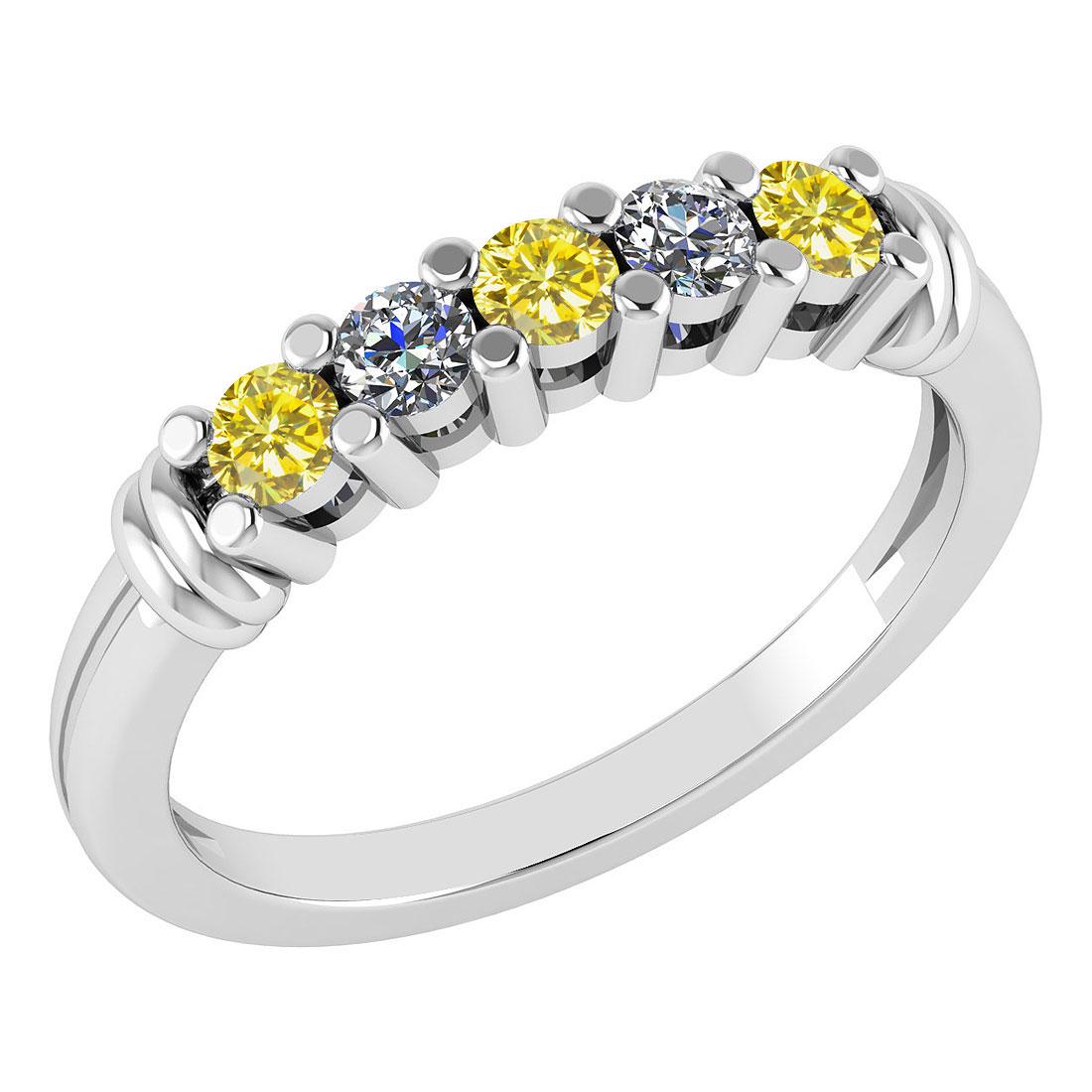 Certified 0.39 Ctw Treated Fancy Yellow Diamond 18K Whi: Certified 0.39 Ctw Treated Fancy Yellow Diamond 18K White Gold Halo Band -- Color Stone Weight ; 0.23 Ctw (3 Pcs Round) Diamond Stone Weight: 0.16 (2 Pcs Round Cut Diamond) Stone Color: Treated Fancy 