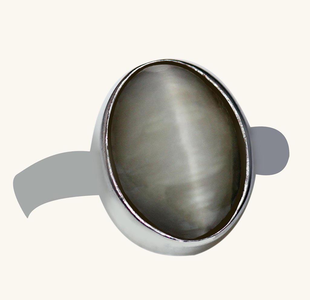 3.50 CTW CAT EYE RING .925 STERLING SILVER: 3.50 CTW CAT EYE RING .925 STERLING SILVER -- 3.50 CTW CAT EYE RING .925 STERLING SILVER #21ST45299