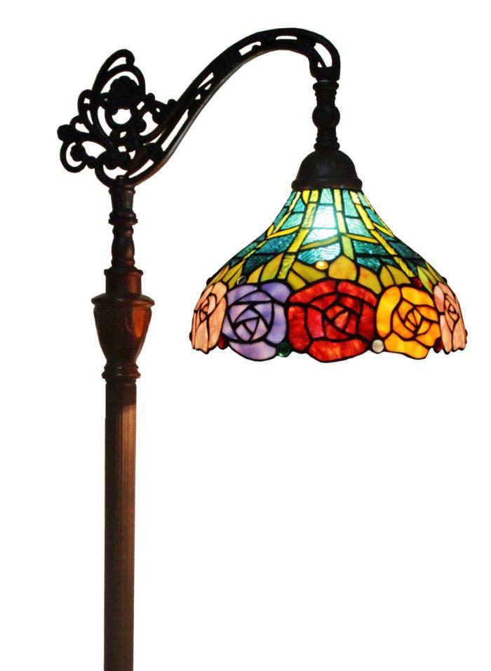 TIFFANY STYLE 62-INCH ROSES READING FLOOR LAMP: TIFFANY STYLE 62-INCH ROSES READING FLOOR LAMP -- TIFFANY STYLE 62-INCH ROSES READING FLOOR LAMP #21ST28031