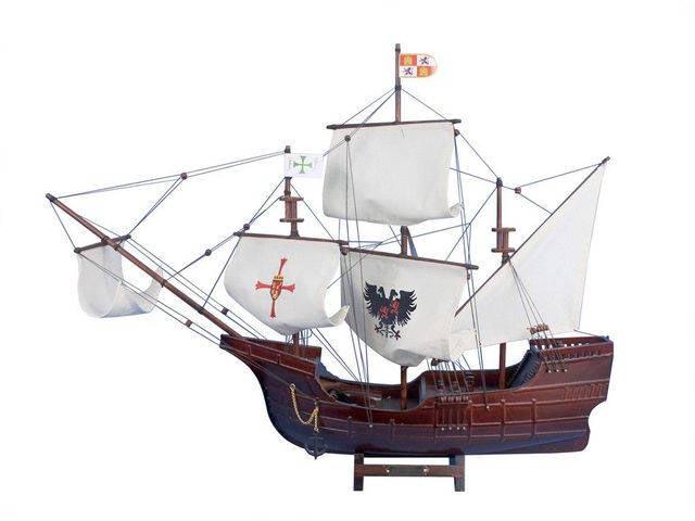 Wooden Santa Maria with Embroidery Tall Model Ship 30: Wooden Santa Maria with Embroidery Tall Model Ship 30 -- These fine tall ship models of the?Santa Maria the flagship for Christopher Columbus on his famous voyage to the New World are historically acc