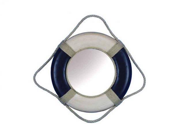 Antique Blue And White Decorative Lifering Mirror 15in.: Antique Blue And White Decorative Lifering Mirror 15in. -- Weight:?2 LB Box Dimensions:?16in. x 3in. x 16in. (L x W x H) #21ST29629