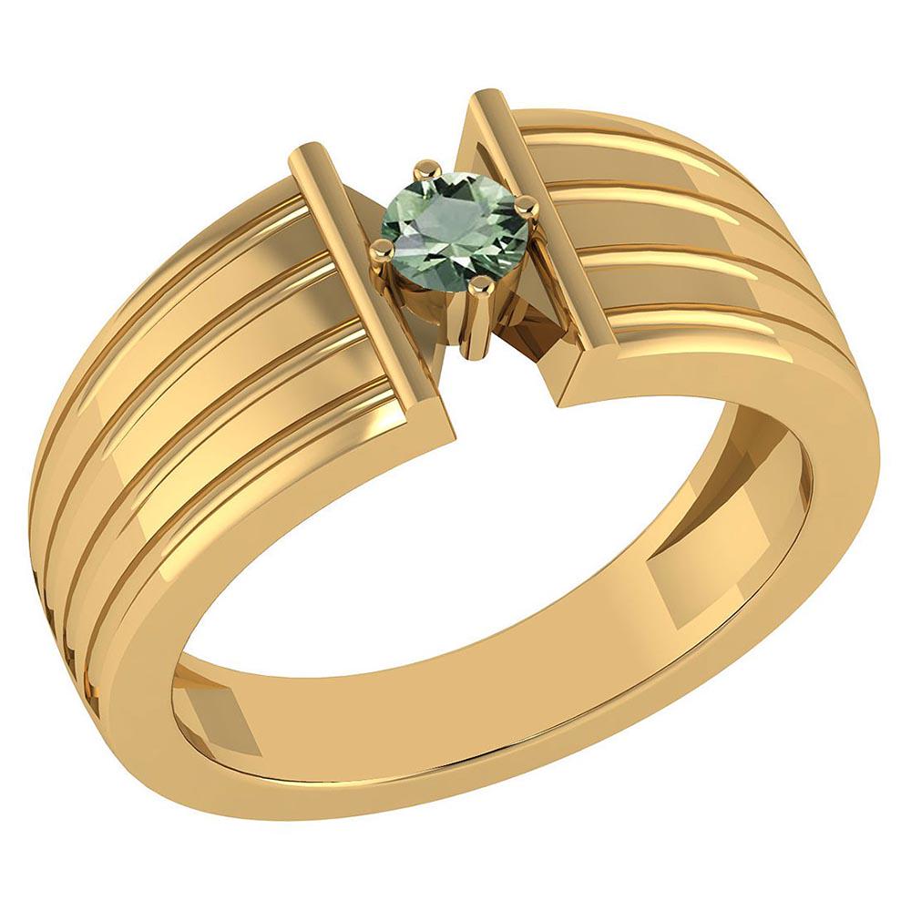 Certified 0.20 Ctw Green Amethyst Solitaire Ring 10K Ye: Certified 0.20 Ctw Green Amethyst Solitaire Ring 10K Yellow Gold Made In USA -- Center Stone Approx Weight ; 0.20 Ctw (1 Pcs Round) Center Stone Color: Green Amethyst Center Stone Setting ; Prong Meta