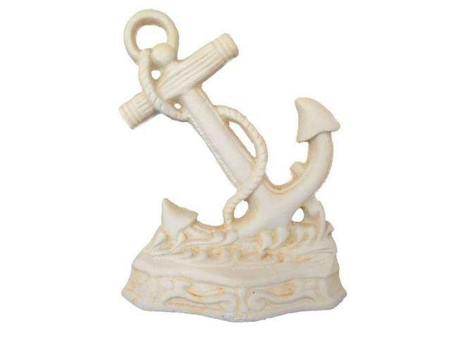 Antique White Cast Iron Anchor Door Stopper 8in.: Antique White Cast Iron Anchor Door Stopper 8in. -- Antique White Cast Iron Anchor Door Stopper 8in. #21ST14146