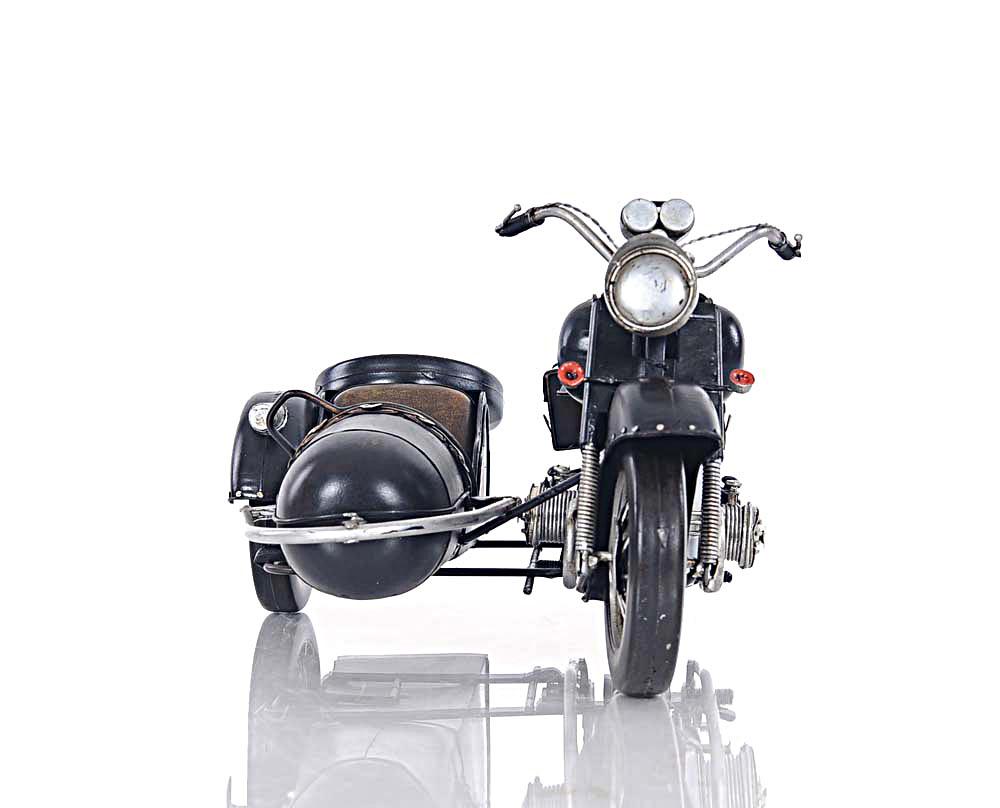 Black Vintage Motorcycle: Black Vintage Motorcycle -- This Black Vintage Motorcycle is known as BMW R75 it is a World War II-era motorcycle and sidecar combination produced by the German company BMW. The model is made of 100% 
