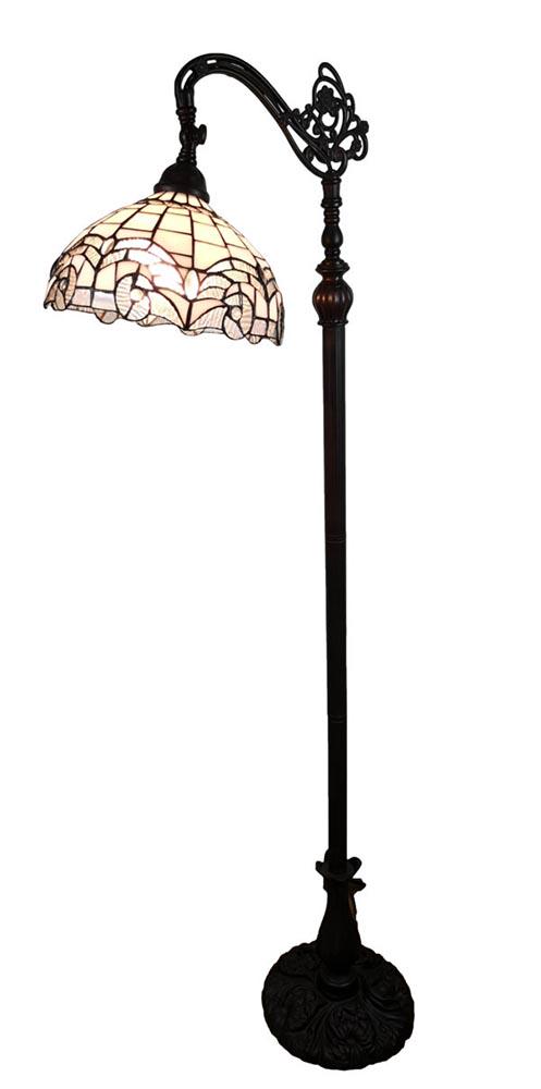 62-INCH TIFFANY-STYLE WHITE READING FLOOR LAMP: 62-INCH TIFFANY-STYLE WHITE READING FLOOR LAMP -- 62-INCH TIFFANY-STYLE WHITE READING FLOOR LAMP #21ST28099