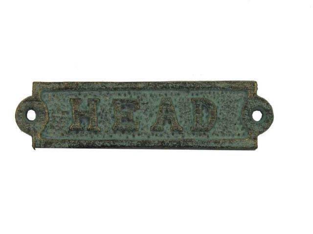 Antique Seaworn Bronze Cast Iron Head Sign 6in.: Antique Seaworn Bronze Cast Iron Head Sign 6in. -- Ideal for posting on a boat in a boathouse or any nautical themed room this brilliant this Antique Bronze Cast Iron Head Sign 6in. clearly gets its p
