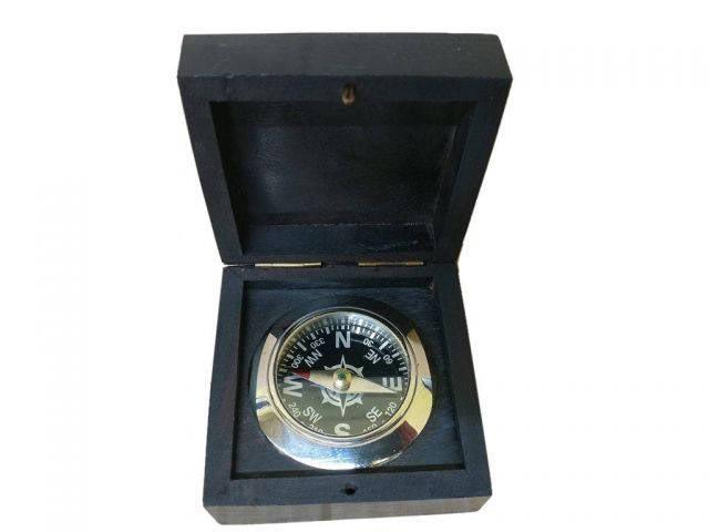 Chrome Black Desk Compass with Black Rosewood Box 3in.: Chrome Black Desk Compass with Black Rosewood Box 3in. -- Weight:?2 LB Box Dimensions:?4in. x 4in. x 3in. (L x W x H) #21ST29618