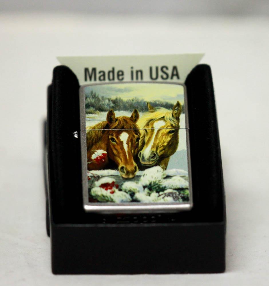 GENUINE ZIPPO LIGHTER WINTER HORESES MADE IN THE U.S.: GENUINE ZIPPO LIGHTER WINTER HORESES MADE IN THE U.S. -- GENUINE ZIPPO LIGHTER WINTER HORESES MADE IN THE U.S. #21ST44281