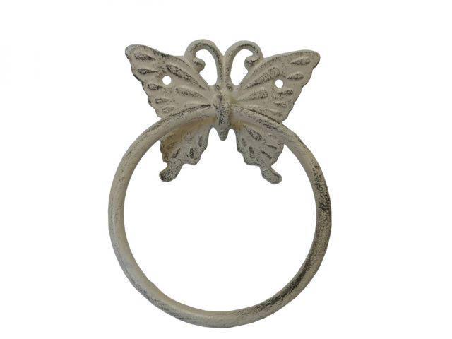 Aged White Cast Iron Butterfly Towel Holder 6in.: Aged White Cast Iron Butterfly Towel Holder 6in. -- Weight:?2 LB Box Dimensions:?6in. x 6in. x 3in. (L x W x H) #21ST29754